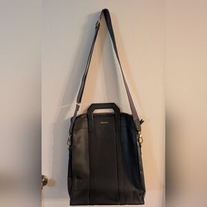 Rare Hennessy Gray Leather Messenger Laptop Carrier Tote Bag